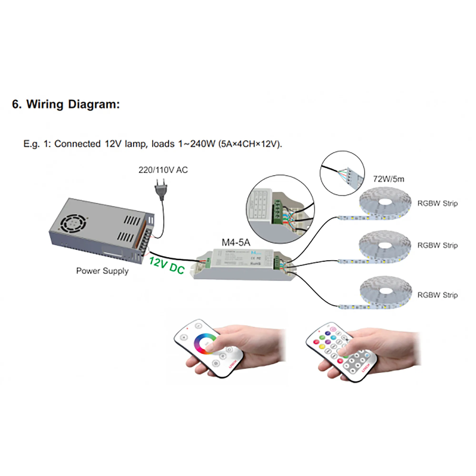 RGBW Remote Control 433MHz RF CR2032. M8  LTECH Remote Control